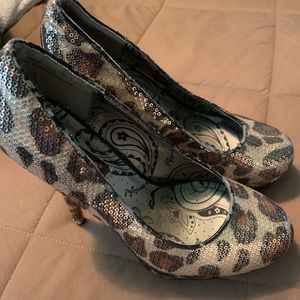 Cheetah Print High Heels Sequin
